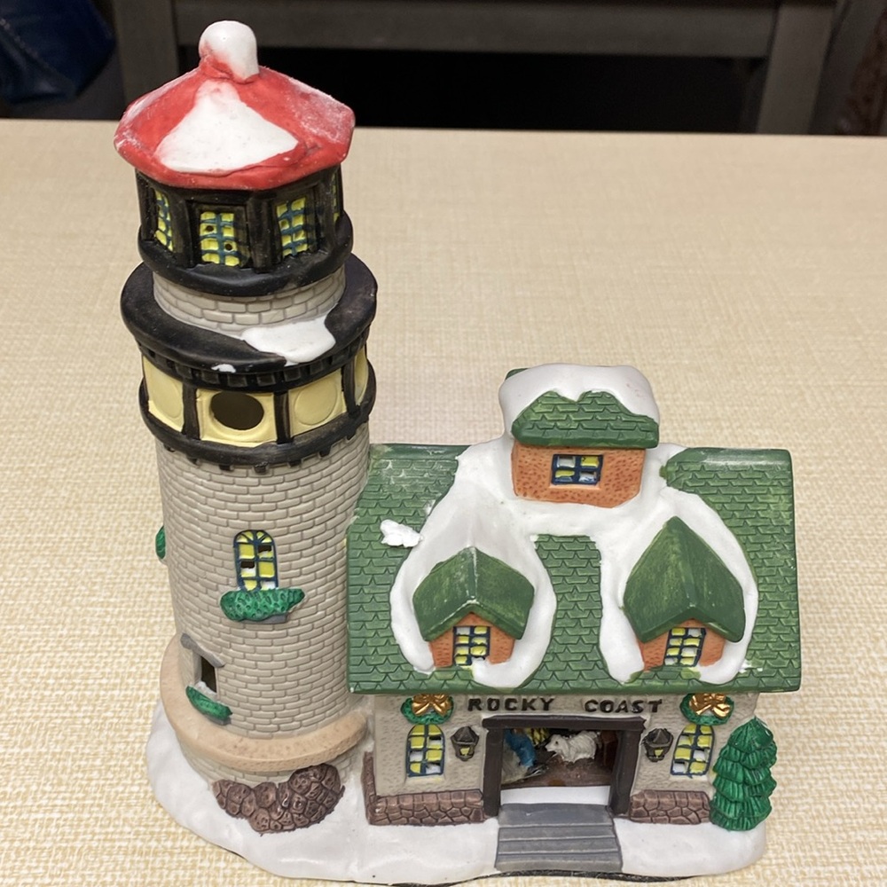 Town square vintage Rocky Coast Lighthouse